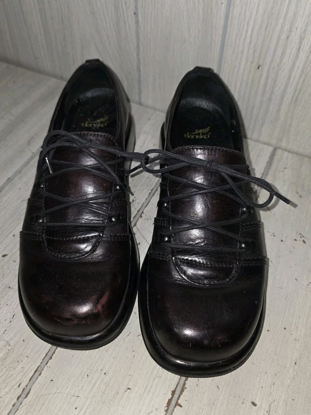Vtg 90s Dansko Janika Platform Oxford Comfort Shoe Chunky Lug Sole Leather 9 Y2K